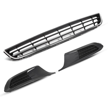 Solid Spare Fit For 10-14 VW Jetta Front Bumper Lower Grille w/ Chrome Trim+Fog Light Cover