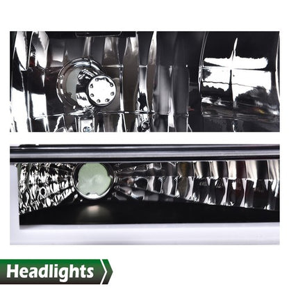 Solid Spare FIT FOR 92-96 FORD F150 F250 F350 LED DRL BLACK HEADLIGHT CORNER/BUMPER