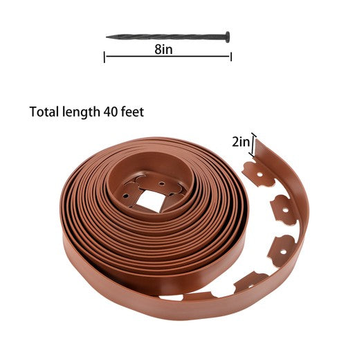 Solid Spare 240FT No Dig Lawn Border L-shaped Lawn Garden Edging Kit W/ 40 Spikes Plastic