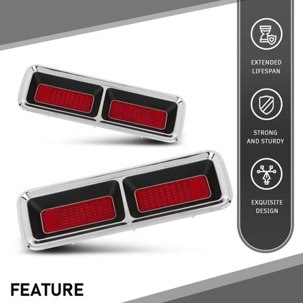 Solid Spare Tail Light Lens+Bezel+Gasket Fit For 1968 Chevrolet Camaro Left+Right Side