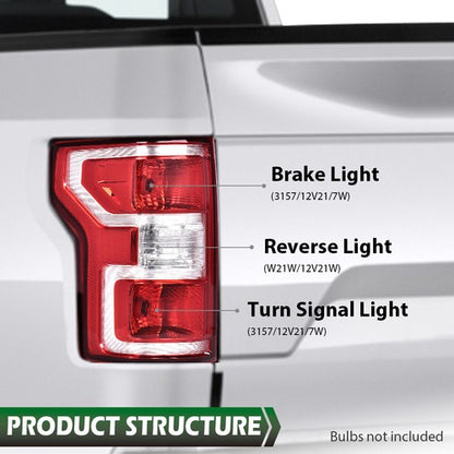 Solid Spare Fit For 18-2020 Ford F-150 Pickup Left Side Rear Tail Light Brake Lamp w/o Bulb