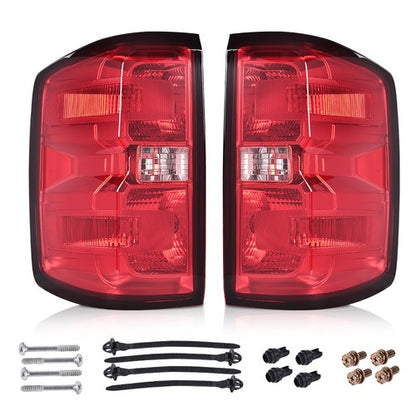 Solid Spare Fit For 14-19 Chevy Silverado Red Lens Rear Tail Lights Brake Lamps
