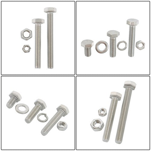 Solid Spare 1640PCS M4 M5 M6 Heavy Duty Bolts and Nuts Flat & Lock Washers Assortment Kit