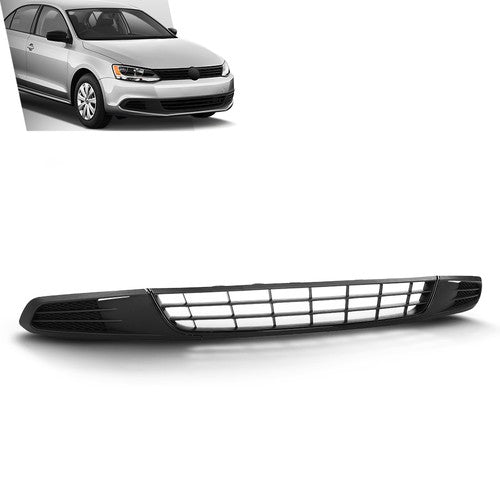 Solid Spare Fit For 11-14 Volkswagen Jetta Front Lower Bumper Grille + Fog Light Covers