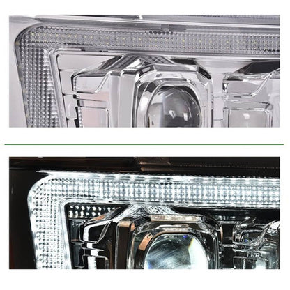 Solid Spare Dual LED Projector Headlights Chrome Fit For 07-14 Avalanche Tahoe Suburban