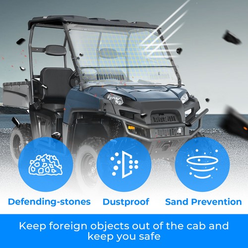 Solid Spare FOR POLARIS RANGER FULLSIZE ROUND CAGE 570 2017-2024 CLEAR VENTED WINDSHIELD