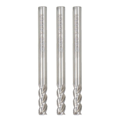 Solid Spare 3Pcs 1/8" 3 Flute Regular Length Carbide End Mill for Aluminum X 3/8" Cut Length
