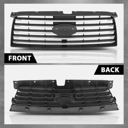 Solid Spare Fit For 2006-2008 Subaru Forester Front Bumper Upper Grille Black & Silver