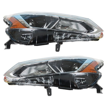 Solid Spare For Nissan Altima 2019-2020 LH+RH Headlight Replacement Halogen Chrome Housing