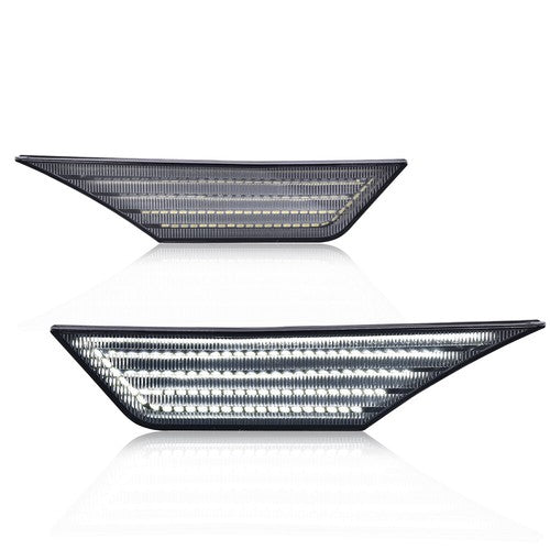 Solid Spare Fit For 16-21 Honda Civic Smoke LED Side Marker Lights Switchback Signal Lamp