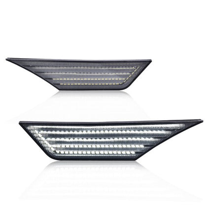 Solid Spare Fit For 16-21 Honda Civic Smoke LED Side Marker Lights Switchback Signal Lamp