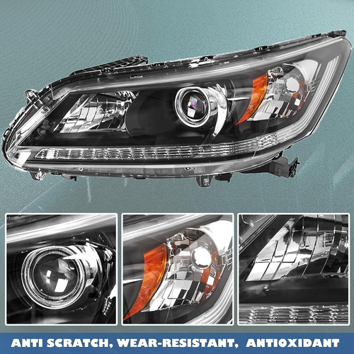 For 2013-2015 Honda Accord Sedan Pair Projector Headlights Halogen Headlamps Set