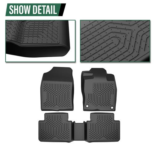 Solid Spare All Weather TPE Floor Mats Liners For Honda Civic 16-21 Sedan Hatchback Coupe
