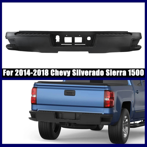 For 2014-2018 Chevy Silverado Sierra 1500 Black Rear Step Bumper w/o Sensor