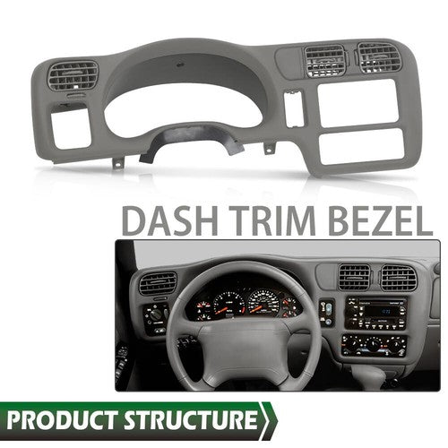Solid Spare Fit For 98-05 Chevy S10 Blazer Jimmy Sonoma Double Din Dash Radio Cluster Bezel