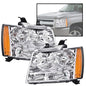Solid Spare Headlights Assembly Fit For 07-14 Chevy Tahoe Suburban Avalanche Chrome Amber