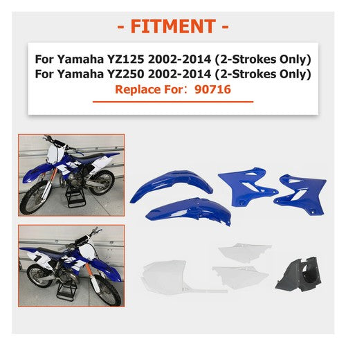 Solid Spare Restyle Plastics Kit Set 2018 Style Blue For Yamaha YZ125 YZ250 2002-2020