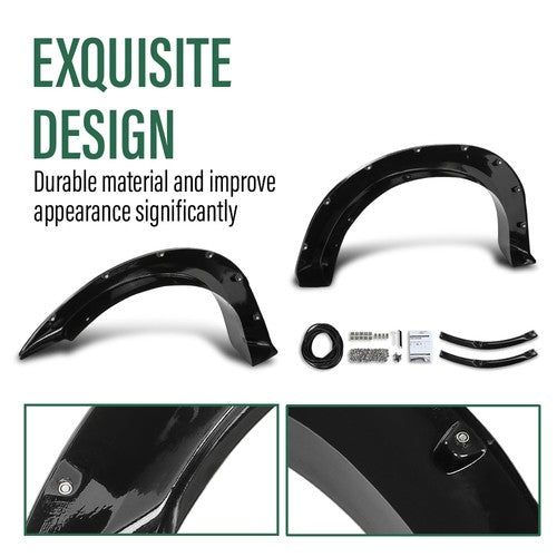 Solid Spare 4pcs Pocket Rivet Bolt On Fender Flares Smooth Black Fit For 93-11 Ford Ranger