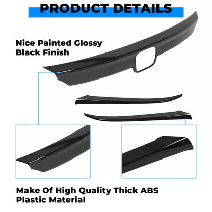 Solid Spare ABS Glossy Black Lip Front Grille Cover Moulding Trim For Honda Accord 2018-2020