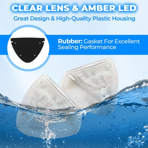 Solid Spare Pair 31 LED For Peterbilt 379 359 Turn Signal Light -Amber LED/Clear Lens RH LH