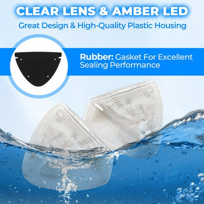 Solid Spare Pair 31 LED For Peterbilt 379 359 Turn Signal Light -Amber LED/Clear Lens RH LH