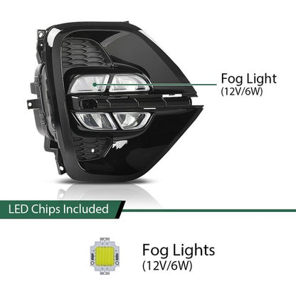 Solid Spare LED DRL Fog Lights Daytime Running Lamps w/ Wiring Fit For 20-21 Kia Sportage