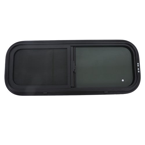 Solid Spare RV Window Horizontal Sliding Window 36  Width × 15  Height w/ Trim Ring Black