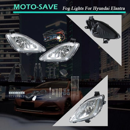 Solid Spare For 2011 2012 2013 Hyundai Elantra Clear Bumper Fog Light w/Bulbs Wiring Switch