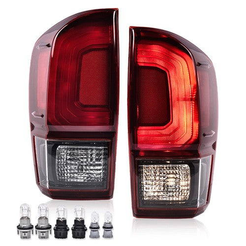 Solid Spare Fit For 16-2022 Toyota Tacoma Red/Black Rear Tail Lights Brake Lamps Left+Right