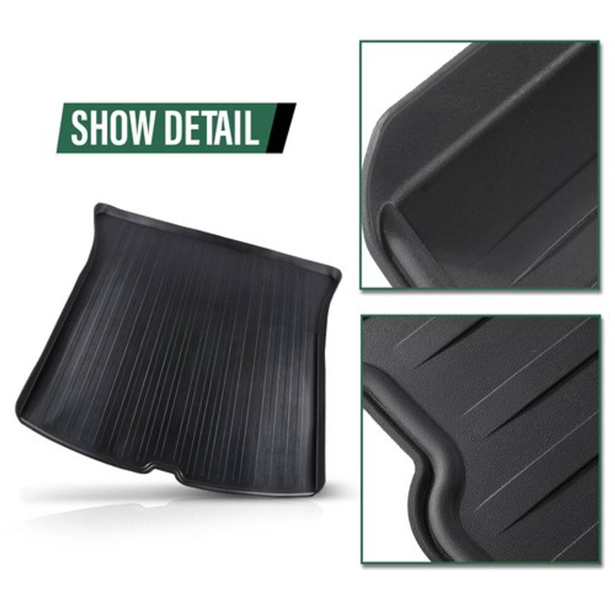 Solid Spare Fit For 20-24 Tesla Model Y TPE Front+Rear Trunk Mats Storage Cargo Liner