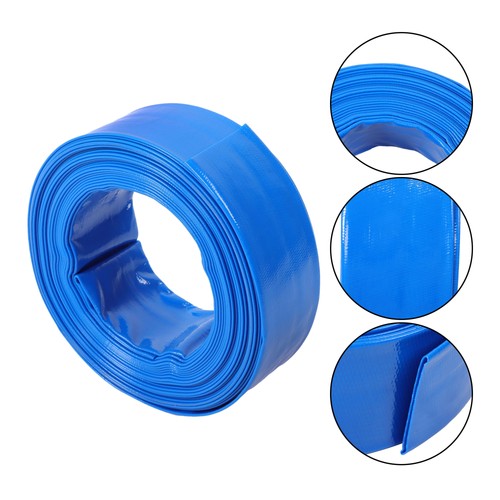 Solid Spare 2" x 50FT Irrigation Discharge PVC Hose with Two Hose Collets Blue