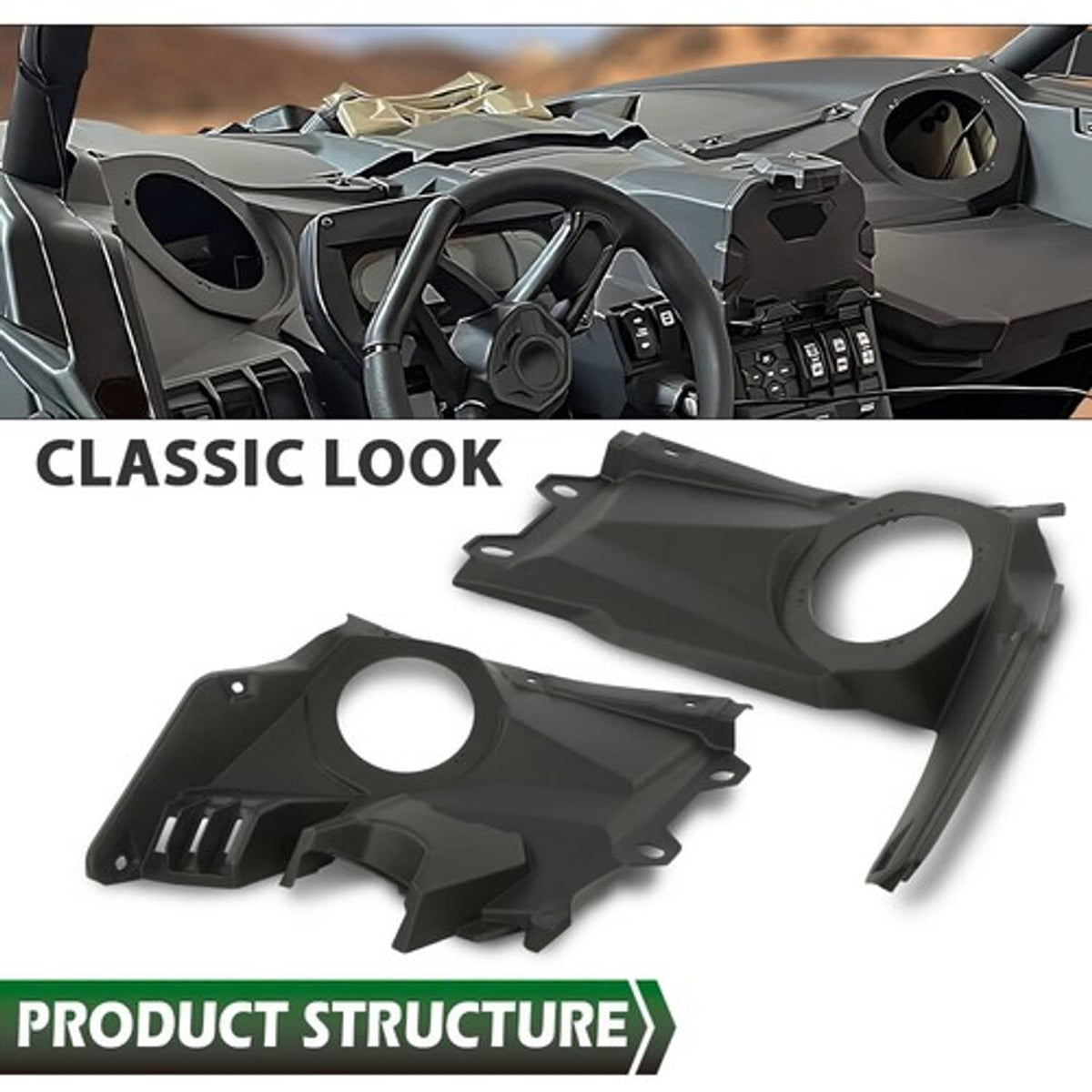 Solid Spare Front Dash Speaker Pods Stereo Panel Mount Kit Fit For Can-Am Maverick X3 17-24