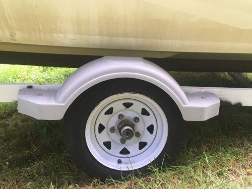 Solid Spare Set Of 2 Single Axle Trailer Fenders w/ Steps For 12" Wheels Tires Skirt Boat