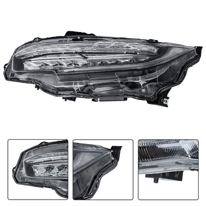 Solid Spare For Honda Civic 2016-2019 LED Headlight Headlamp Clear Housing Driver/Left Side