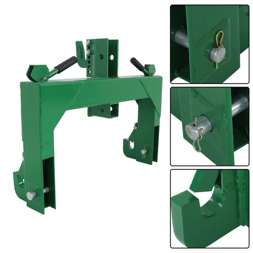 Solid Spare 3 Point Quick Hitch for Cat 1&2 Tractors W/ 2" Receiver Hitch 3000 LB Steel