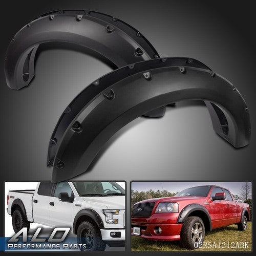 Solid Spare 4pcs Fit For 04-08 Ford F150 Bolt On Smooth Fender Flares Pocket Rivet Style
