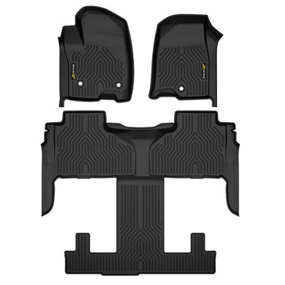 Solid Spare TPE 3 Rows Floor Mats Liner Fit For 21-24 Tahoe Yukon Escalade Bucket Seat