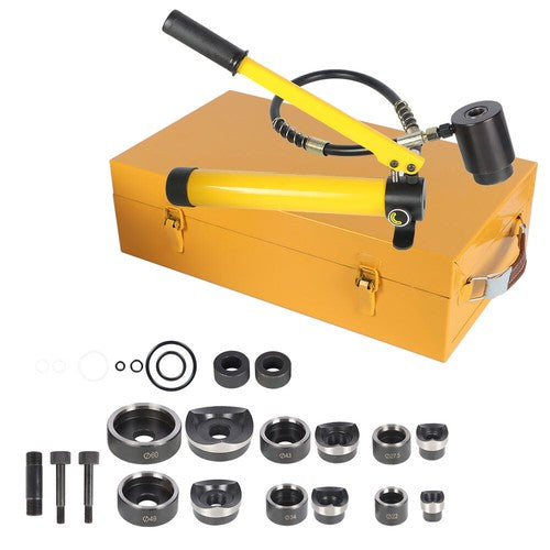 Solid Spare 10 Ton 1/2" to 2" Hydraulic Knockout Punch Driver Tool With 6 Dies Kit