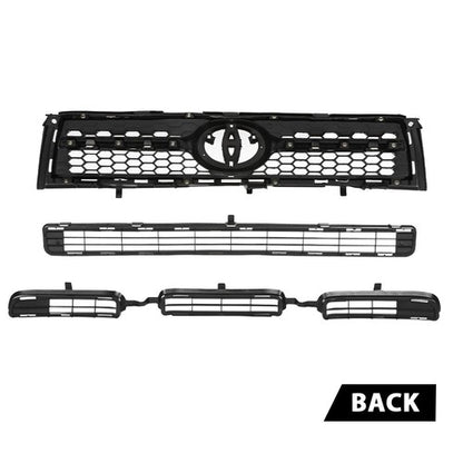 Solid Spare Fit For 2009-2012 Toyota RAV4 Base/Sport Front Bumper Upper Lower Grille Set