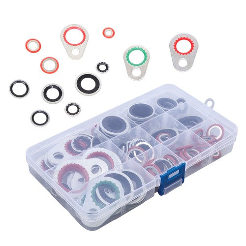 Solid Spare 95-Piece Premium A/C Compressor Gasket Seal Kit with 12 Different Sizes Included