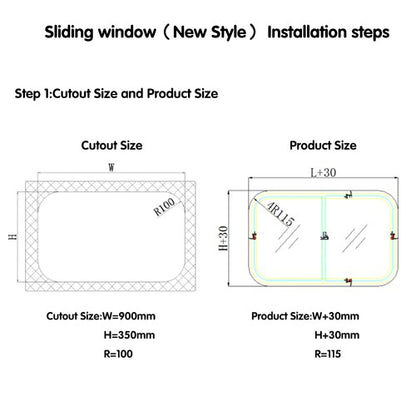 Solid Spare RV Window Horizontal Sliding Window 36  Width × 15  Height w/ Trim Ring Black
