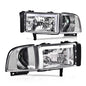 Solid Spare Fit For 94-02 Dodge Ram 1500 2500 3500 LED Headlights Corner Signal Lamps Chrome
