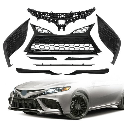 Solid Spare Black For Toyota Camry SE 2021-2023 9pcs Fog Light Bezel Set Front Grille Trim