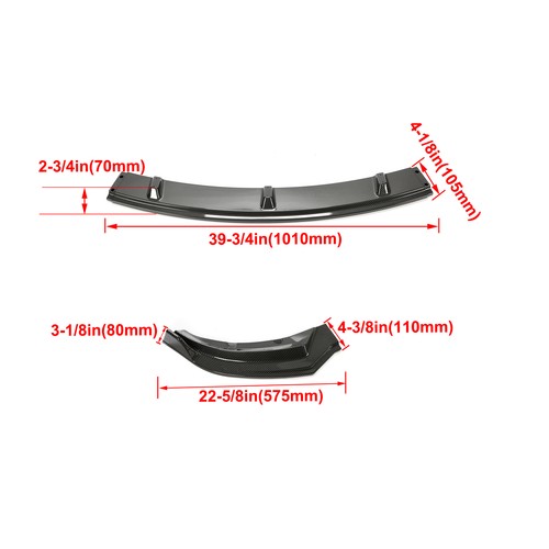Solid Spare Front Bumper Body Lip Set For 2017-2023 Tesla Model 3 Carbon Style Splitter 3Pcs
