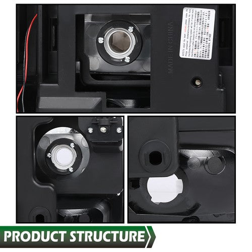 Solid Spare Fit For 94-00 Chevy GMC C/K Suburban LED Tube DRL Headlights Headlamps Black