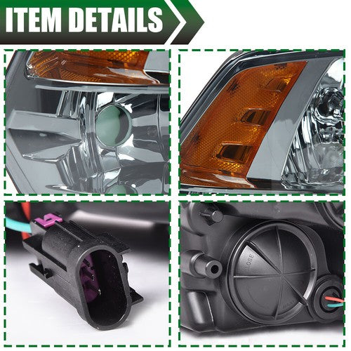 Solid Spare Fit For 2009-2018 Ram 1500 2500 3500 Somke Lens Amber Corner Headlights Assembly