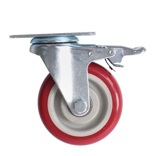 Solid Spare 4 pcs 4-inch Universal Caster Wheels red (2 with brakes and 2 without brakes)