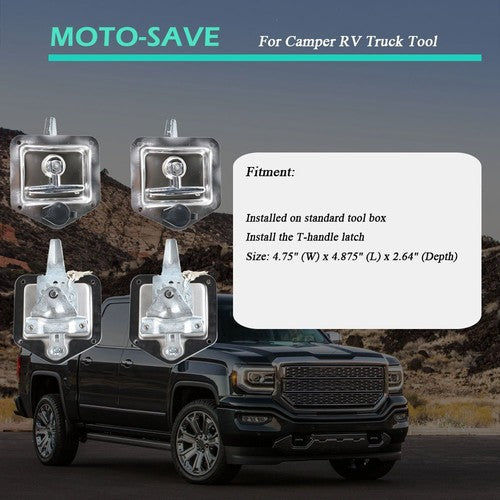 Solid Spare 4* Trailer Door Latch T-Handle Lock Stainless Steel Keys Camper RV Truck Toolbox