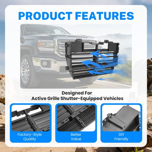 Solid Spare Active Grille Shutter W/O Motor For 2015-2022 Chevrolet Colorado GMC Canyon