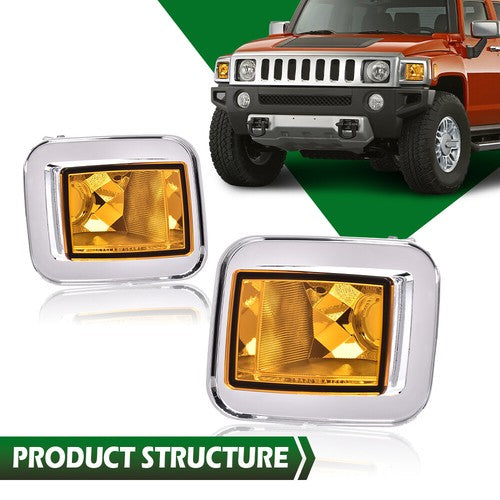 Solid Spare Fit For 2003-2008 H2 Hummer Amber Lens Front Turn Signal Light Parking Lamp